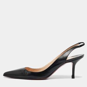 Christian Louboutin Black Leather Clare Slingback Pumps Size 38