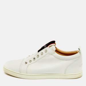 Christian Louboutin White Leather F.A.V Fique A Vontade Sneakers Size 41.5