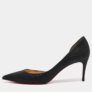 Christian Louboutin Black Lurex Fabric Iriza D'orsay Pumps Size 40