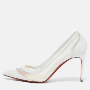 Christian Louboutin White Leather and Mesh Galativi Pumps Size 37