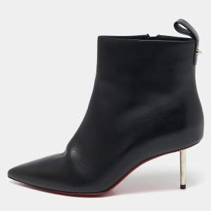 Christian Louboutin Black Leather Ankle Length Boots Size 36.5