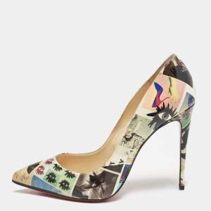 Christian Louboutin Multicolor Printed Patent Leather Pigalle Follies Pumps Size 38.5