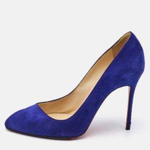 Christian Louboutin Blue Suede Corneille Pumps Size 38.5