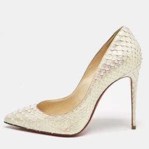 Christian Louboutin Cream Python Leather Pigalle Follies Pumps Size 36