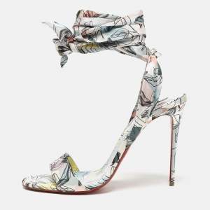 Christian Louboutin Multicolor Printed Satin Du Dessert Sandals Size 39.5