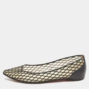 Christian Louboutin Black Leather and Mesh Miss Mix Ballet Flats Size 36.5