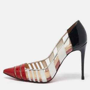Christian Louboutin Tricolor Patent Leather and PVC Bandy Stripe Pumps Size 37