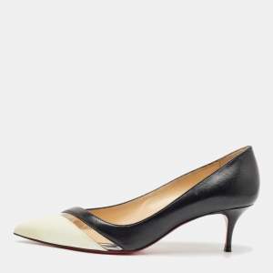 Christian Louboutin Black/Cream Patent Leather and PVC 17th floor Pumps Size 41