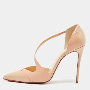 Christian Louboutin Beige Patent and Leather Round and Square Pumps Size 36