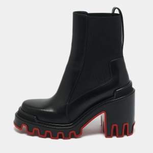 Christian Louboutin Black Leather Marchacroche 70 Ankle Boots Size 39