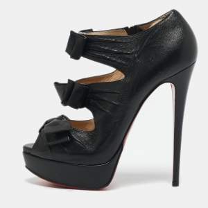 Christian Louboutin Black Leather Madame Butterfly Platform Pumps Size 40