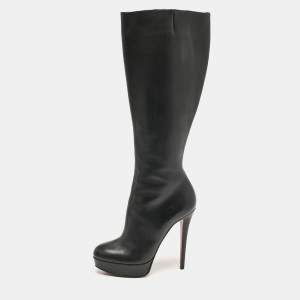 Christian Louboutin Black Leather Bianca Botta Knee High Boots Size 37.5