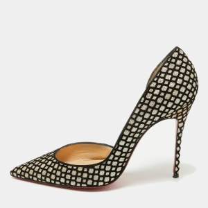 Christian Louboutin Black/Gold Velvet and Glitter Iriza Pumps Size 40