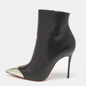 Christian Louboutin Black Leather Calamijane Pointed Toe Ankle Length Boots Size 41
