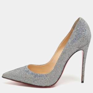 Christian Louboutin Silver Glitter Pigalle Follies Pumps Size 39.5