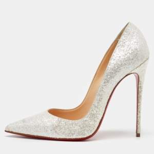 Christian Louboutin Silver Glitter Kate Pumps Size 40.5