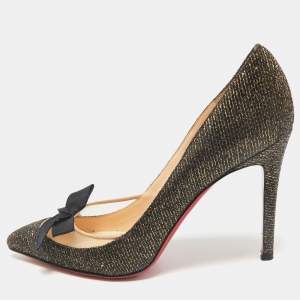 Christian Louboutin Metallic Two Tone Glitter Love Me Lady Bow Pumps Size 39.5