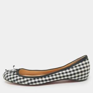 Christian Louboutin White/Black Canvas  Ballet Flats Size 39.5