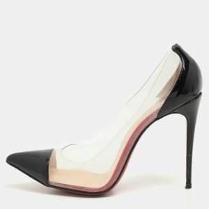Christian Louboutin Black Patent Leather and PVC Debout Pumps Size 37.5