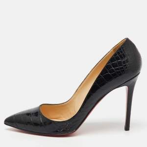 Christian Louboutin Black Crocodile Leather Pigalle Pumps Size 39.5