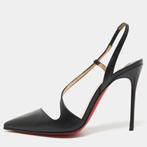 Christian Louboutin Black Leather June Slingback Pumps Size 39