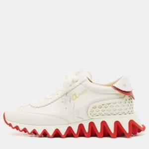 Christian Louboutin White Leather Loubishark Sneakers Size 38