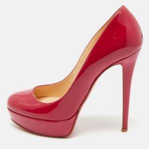 Christian Louboutin Fuchsia Patent Leather Bianca Platform Pumps Size 38