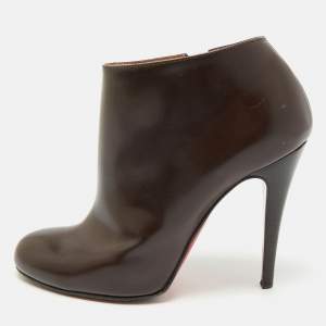 Christian Louboutin Brown Leather Bellissima Ankle Booties Size 38