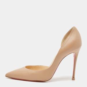 Christian Louboutin Beige Leather Iriza D'orsay Pumps Size 38