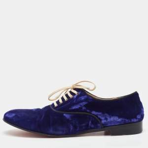 Christian Louboutin Blue Velvet Lace Up Oxford Size 38.5
