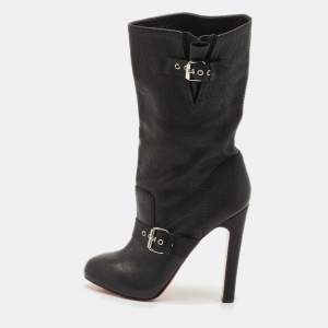 Christian Louboutin Black Leather Flanavec Mid Calf Boots Size 40