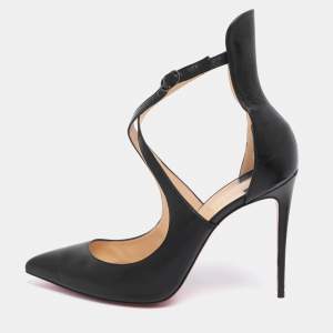 Pre Owned Christian Louboutin Black Leather Marlenarock Pumps Size 42