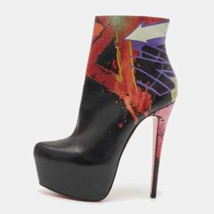 Christian Louboutin Multicolor Leather Daf Booty Ankle Boots Size 39.5