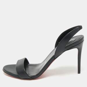 Christian Louboutin Black Leather O Marylin Slingback Sandals Size 37