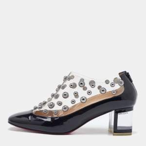 Christian Louboutin Black Patent Leather and PVC Space Odd Booties Size 38