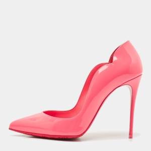 Christian Louboutin Pink Patent Leather Hot Chick Pumps Size 37.5