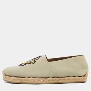 Pre Owned Christian Louboutin Light Green Canvas Cairo Loubi Espadrille Loafers Size 40