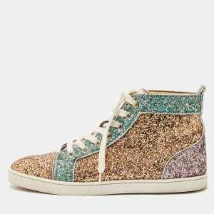 Pre Owned Christian Louboutin Multicolor Glitter Bip-Bip High Top Sneakers Size 40