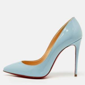 مملوكة مسبقًا Christian Louboutin Light Blue Patent Leather Pigalle Follies Pumps Size 36
