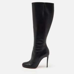 مملوكة مسبقًا Christian Louboutin Black Leather Botalili Knee Length Boots Size 38