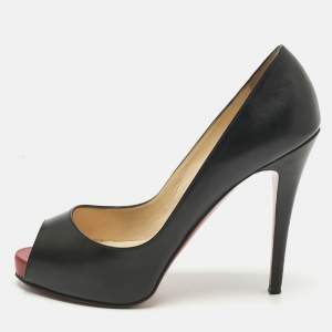 مملوكة مسبقًا Christian Louboutin Black Leather New Very Prive Pumps Size 37.5
