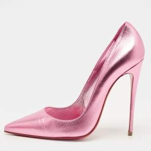 Pre Owned Christian Louboutin Metallic Leather So Kate Pumps Size 39