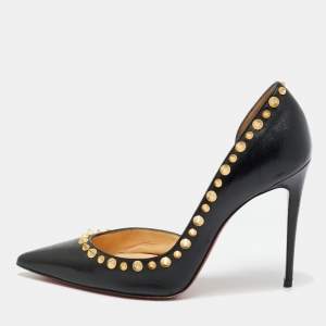 Pre Owned Christian Louboutin Black Leather Irishell Pumps Size 36.5
