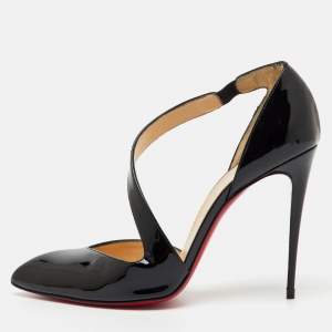 Pre Owned Christian Louboutin Black Patent Leather Pointed Toe Ograde Pumps Size 39