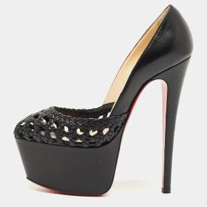 Pre Owned Christian Louboutin Black Leather Votre Altesse Pumps Size 35