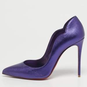 Pre Owned Christian Louboutin Purple Leather Hot Chick Pumps Size 38.5