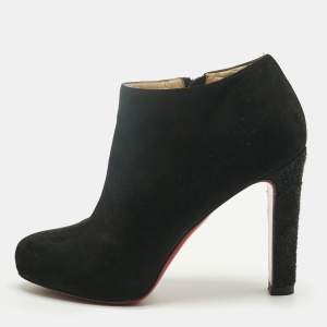 مملوكة مسبقًا Christian Louboutin Black Suede Belle Ankle Boots Size 36.5