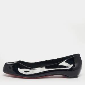 Pre Owned Christian Louboutin X Maison Margiel  Black Patent Leather Ballet Flats Size 37