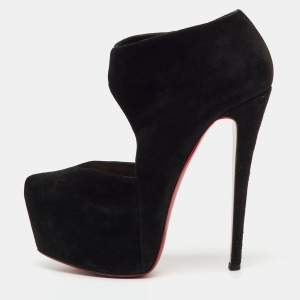 Pre Owned Christian Louboutin Black Suede Donue Platform Pumps Size 37