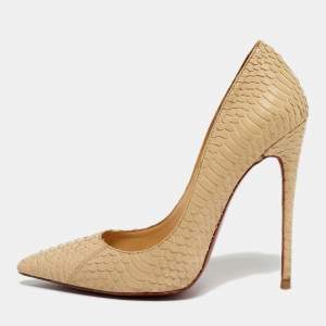 مملوكة مسبقًا Christian Louboutin So Kate Size 39 Beige Python Leather Pumps